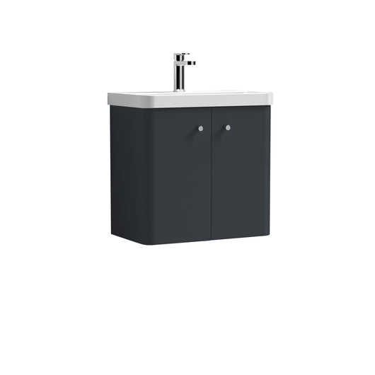  Nuie Core 600mm Wall Hung 2-Door Vanity Unit & Basin - Soft Black - welovecouk