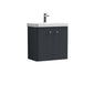 Nuie Core 600mm Wall Hung 2-Door Vanity Unit & Basin - Soft Black - welovecouk