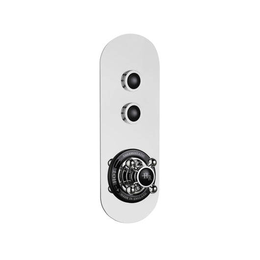  Hudson Reed Black Topaz Traditional Push Button Shower Valve (Twin Outlet) - Chrome