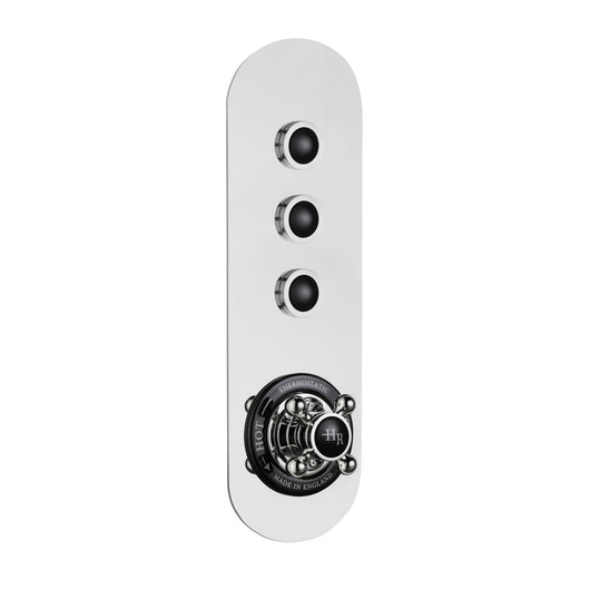  Hudson Reed Black Topaz Traditional Push Button Shower Valve (Triple Outlet) - Chrome