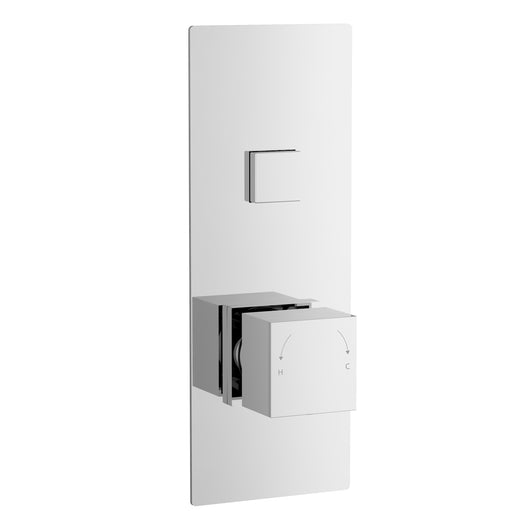  Nuie Square Push Button Valve - One Outlet - Chrome