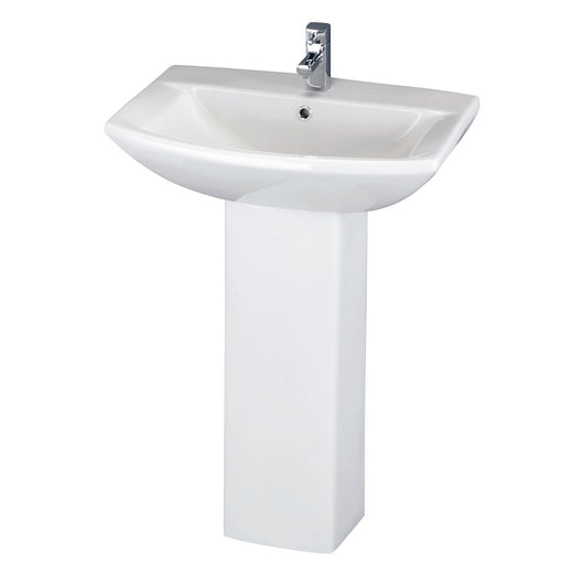  Nuie Asselby 600mm Basin & Pedestal - White