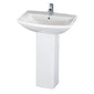 Nuie Asselby 600mm Basin & Pedestal - White