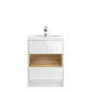 Hudson Reed Coast 600mm Floor Standing 2-Drawer Vanity Unit & Basin 3 - Gloss White / Natural Oak