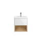 Hudson Reed Coast 500mm Wall Hung Single Drawer Vanity Unit & Basin 3 - Gloss White / Natural Oak