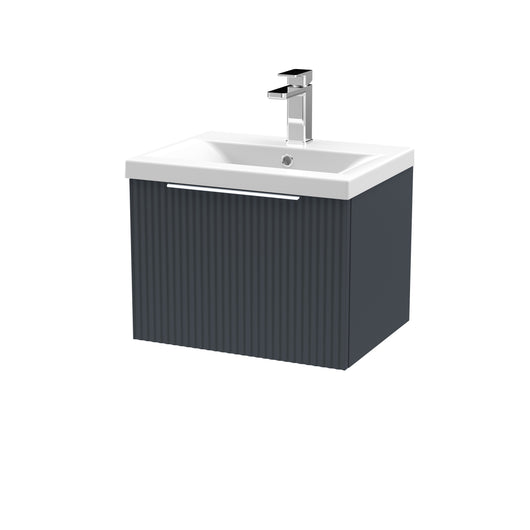  Hudson Reed Fluted 500mm Wall Hung Single Drawer Vanity & Basin 1 - Satin Anthracite