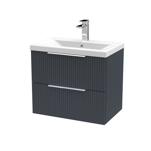  Hudson Reed Fluted 600mm Wall Hung 2 Drawer Vanity & Basin 1 - Satin Anthracite