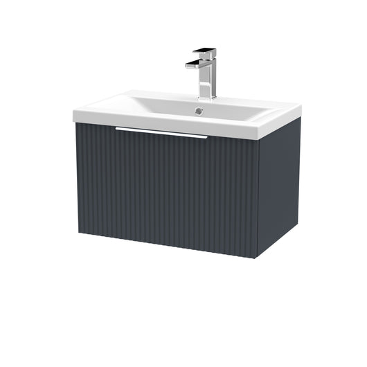  Hudson Reed Fluted 600mm Wall Hung Single Drawer Vanity & Basin 1 - Satin Anthracite
