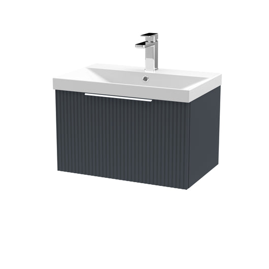  Hudson Reed Fluted 600mm Wall Hung Single Drawer Vanity & Basin 3 - Satin Anthracite