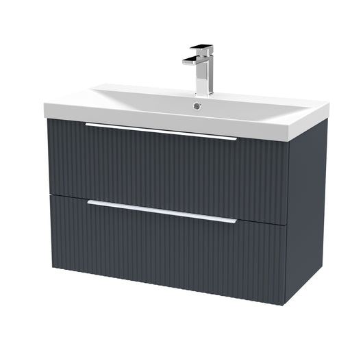  Hudson Reed Fluted 800mm Wall Hung 2 Drawer Vanity & Basin 3 - Satin Anthracite