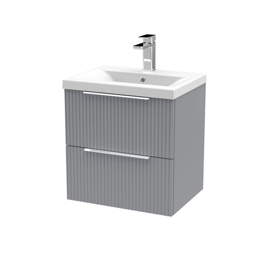  Hudson Reed Fluted 500mm Wall Hung 2 Drawer Vanity & Basin 1 - Satin Grey