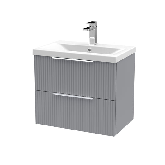  Hudson Reed Fluted 600mm Wall Hung 2 Drawer Vanity & Basin 1 - Satin Grey