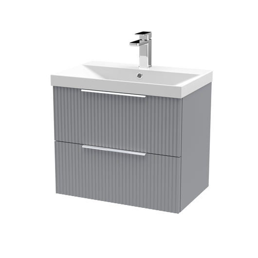  Hudson Reed Fluted 600mm Wall Hung 2 Drawer Vanity & Basin 3 - Satin Grey