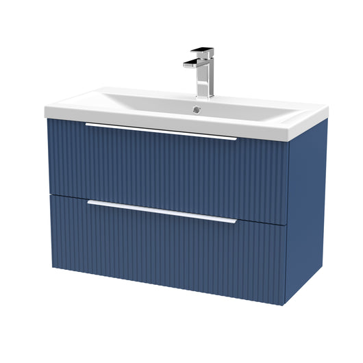  Hudson Reed Fluted 800mm Wall Hung 2 Drawer Vanity & Basin 1 - Satin Blue