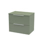 Hudson Reed Fluted 600mm Wall Hung 2 Drawer Vanity & Worktop - Satin Green