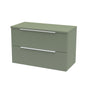 Hudson Reed Fluted 800mm Wall Hung 2 Drawer Vanity & Worktop - Satin Green