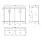 Mantello 1200mm Floor Standing 4-Door Double Basin Vanity Unit - Natural Oak