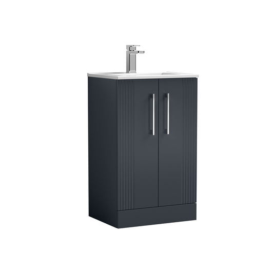  Nuie Deco 500mm Floor Standing 2 Door Vanity & Basin 2 - Satin Anthracite