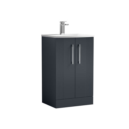  Nuie Deco 500mm Floor Standing 2 Door Vanity & Basin 4 - Satin Anthracite