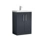 Nuie Deco 600mm Floor Standing 2-Door Vanity & Basin 1 - Satin Anthracite - welovecouk
