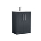Nuie Deco 600mm Floor Standing 2-Door Vanity & Basin 2 - Satin Anthracite - welovecouk