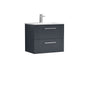 Nuie Deco 600mm Wall Hung 2 Drawer Vanity & Basin 2 - Satin Anthracite