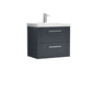 Nuie Deco 600mm Wall Hung 2-Drawer Vanity & Basin 3 - Satin Anthracite - welovecouk