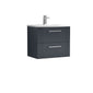 Nuie Deco 600mm Wall Hung 2 Drawer Vanity & Basin 4 - Satin Anthracite