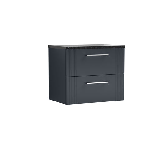  Nuie Deco 600mm Wall Hung 2 Drawer Vanity & Laminate Top - Satin Anthracite