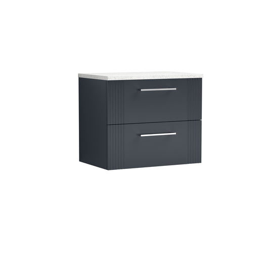  Nuie Deco 600mm Wall Hung 2 Drawer Vanity & Laminate Top - Satin Anthracite
