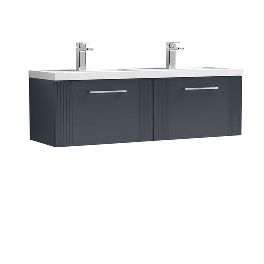  Nuie Deco 1200mm Wall Hung 2 Drawer Vanity & Double Basin - Satin Anthracite