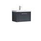 Nuie Deco 600mm Wall Hung Single Drawer Vanity & Basin 3 - Satin Anthracite