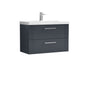 Nuie Deco 800mm Wall Hung 2-Drawer Vanity & Basin 1 - Soft Black - welovecouk
