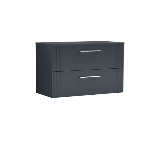  Nuie Deco 800mm Wall Hung 2 Drawer Vanity & Worktop - Satin Anthracite