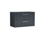 Nuie Deco 800mm Wall Hung 2-Drawer Vanity & Worktop - Soft Black - welovecouk