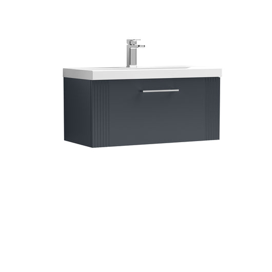  Nuie Deco 800mm Wall Hung Single Drawer Vanity & Basin 1 - Satin Anthracite