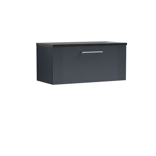  Nuie Deco 800mm Wall Hung Single Drawer Vanity & Laminate Top - Satin Anthracite