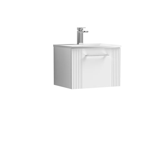  Nuie Deco 500mm Wall Hung Single Drawer Vanity & Basin 4 - Satin White