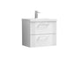 Nuie Deco 600mm Wall Hung 2 Drawer Vanity & Basin 1 - Satin White