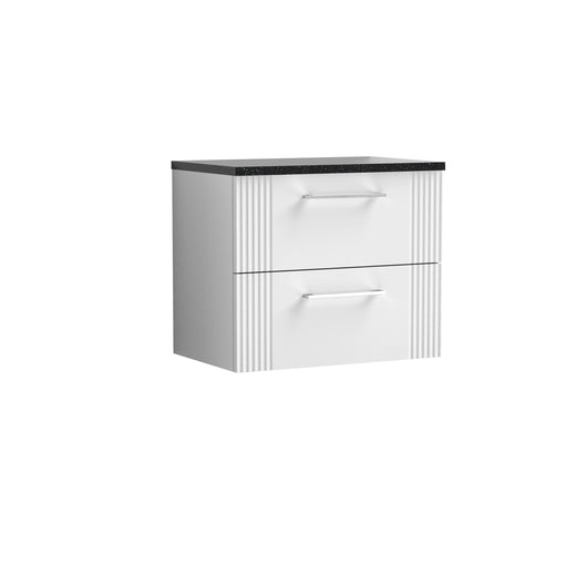  Nuie Deco 600mm Wall Hung 2 Drawer Vanity & Laminate Top - Satin White
