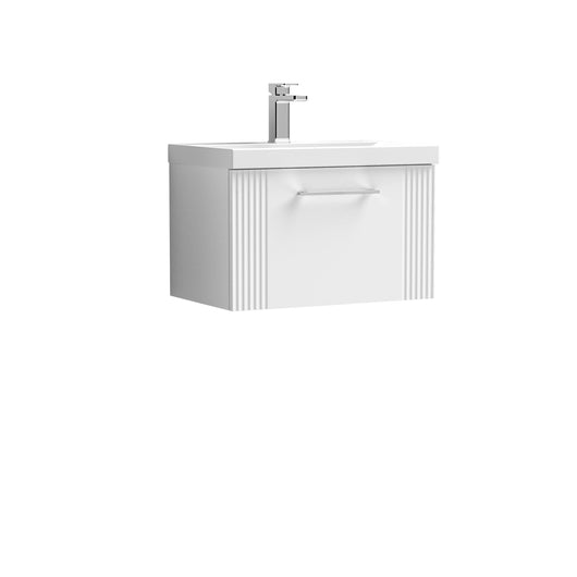  Nuie Deco 600mm Wall Hung Single Drawer Vanity & Basin 1 - Satin White