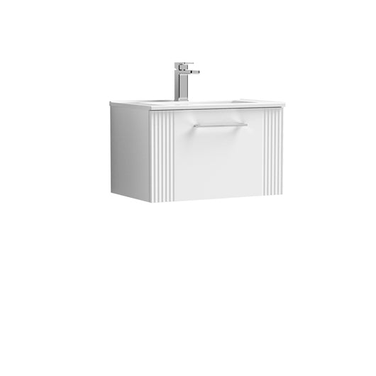  Nuie Deco 600mm Wall Hung Single Drawer Vanity & Basin 2 - Satin White