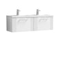 Nuie Deco 1200mm Wall Hung 2 Drawer Vanity & Double Basin - Satin White