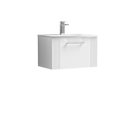  Nuie Deco 600mm Wall Hung Single Drawer Vanity & Basin 4 - Satin White