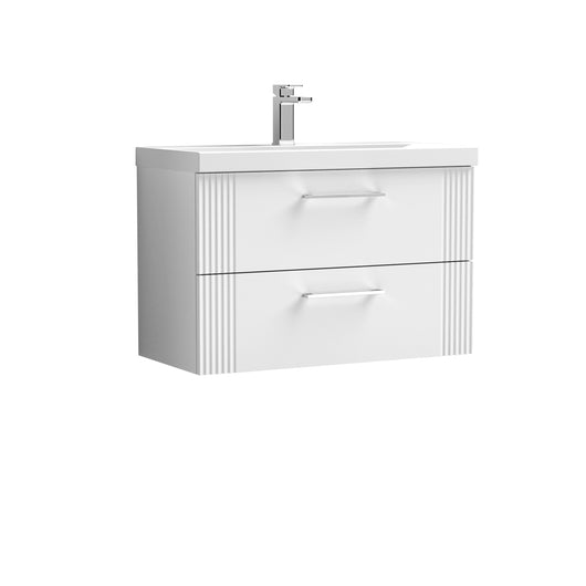  Nuie Deco 800mm Wall Hung 2 Drawer Vanity & Basin 1 - Satin White