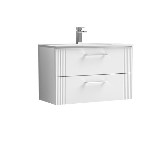 Nuie Deco 800mm Wall Hung 2 Drawer Vanity & Basin 4 - Satin White