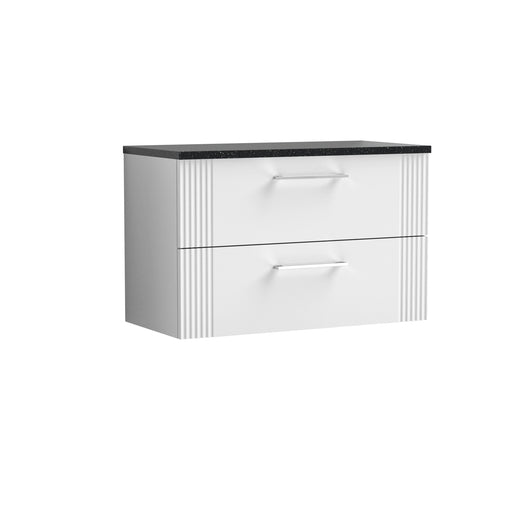  Nuie Deco 800mm Wall Hung 2 Drawer Vanity & Laminate Top - Satin White