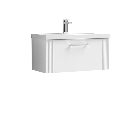  Nuie Deco 800mm Wall Hung Single Drawer Vanity & Basin 3 - Satin White