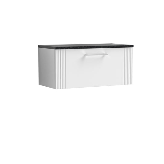  Nuie Deco 800mm Wall Hung Single Drawer Vanity & Laminate Top - Satin White