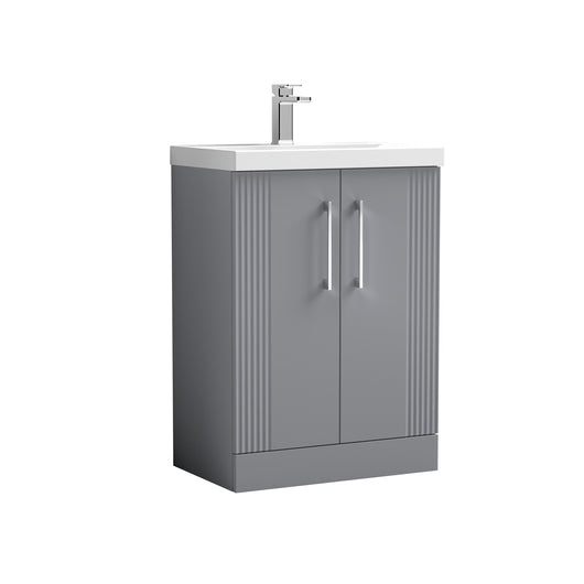  Nuie Deco 600mm Floor Standing 2 Door Vanity & Basin 1 - Satin Grey